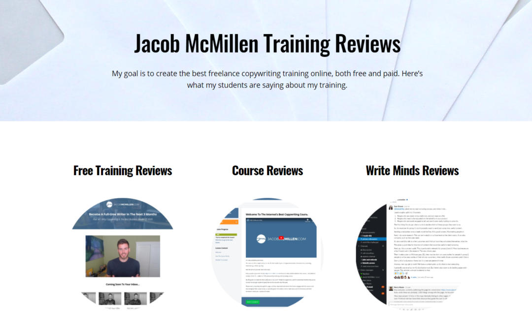Jacob McMillen Training Reviews